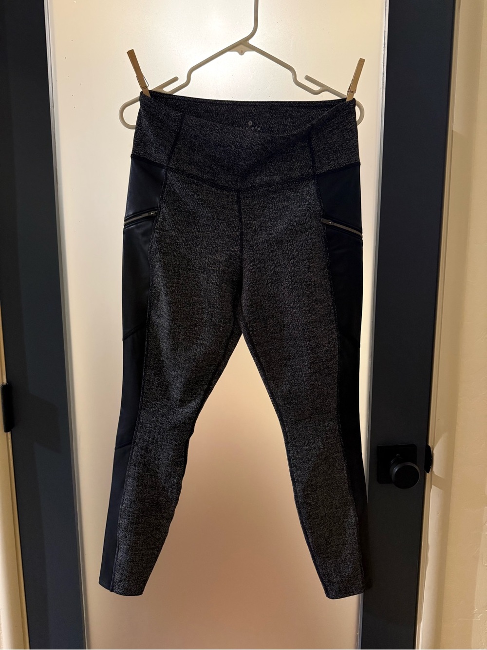 Athleta Black Heather High-Rise Tights with Side Panels
